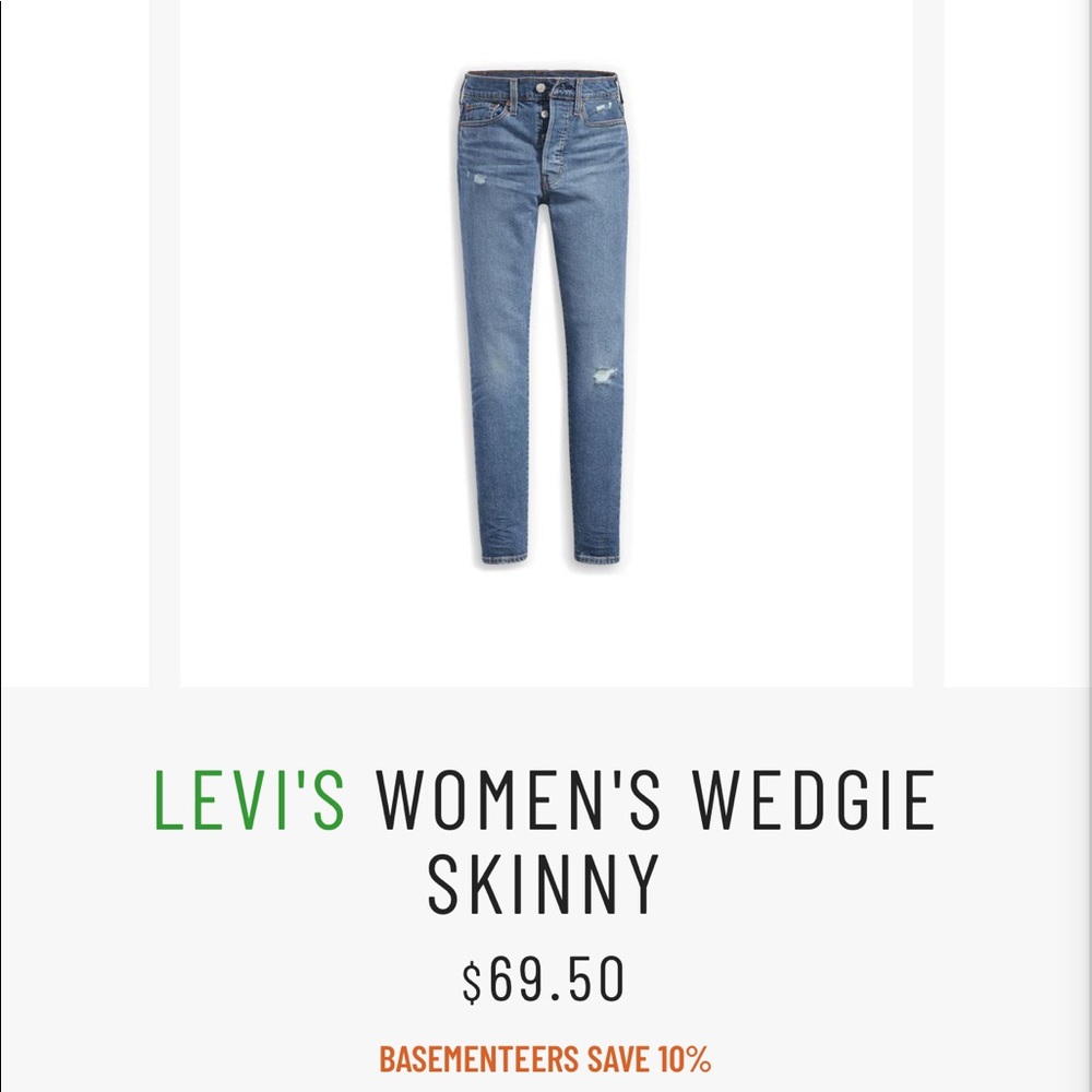 Levi's Wedgie Skinny Jeans in Pacific Waves 26